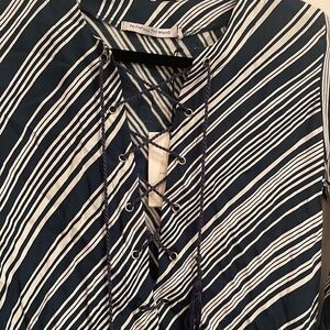 Faithfull The Brand Dark Green White Diagonal stripe Tunic